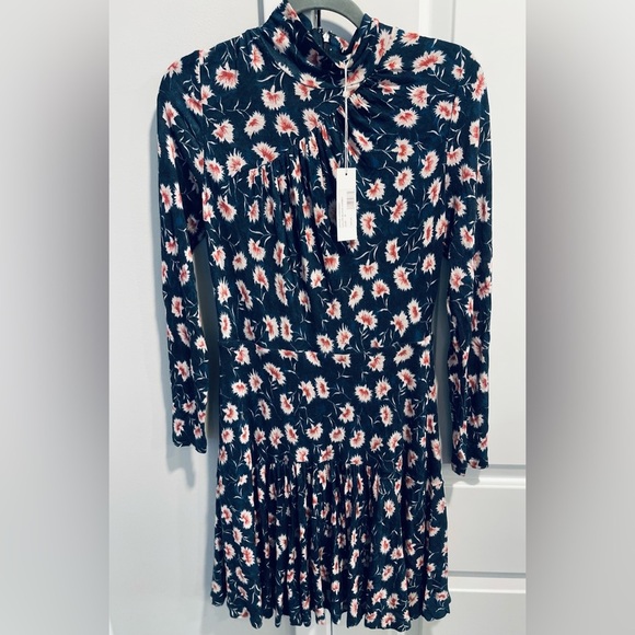 NWT! Designer! Rebecca Taylor Women's Long Sleeve Fleur Turtleneck Dress, Size M - Picture 7 of 12